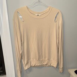LNA Women's Beige Cutout Sweatshirt